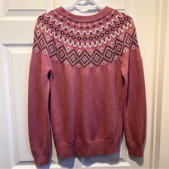 StormPack Sunice sweater Fairisle wool blend pink winter pullover women Medium - Picture 5 of 5